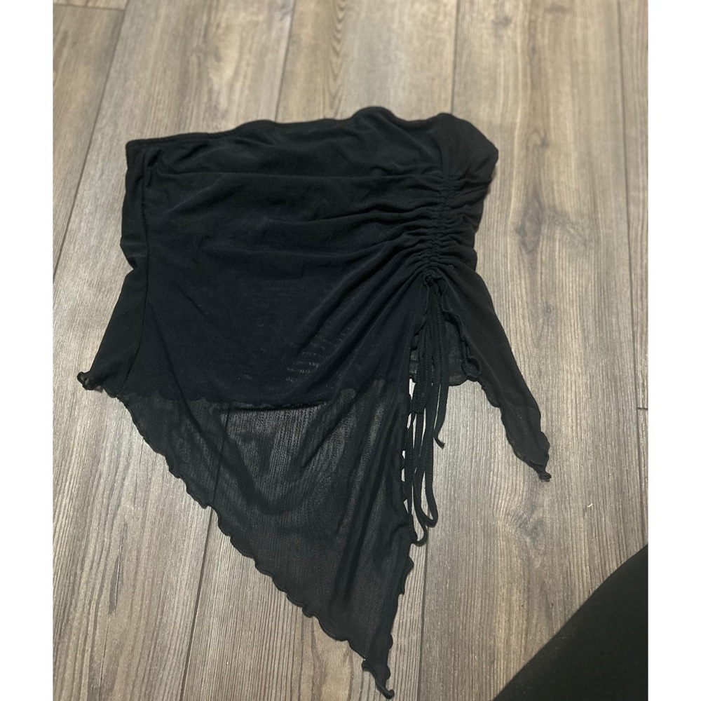 SHEIN Elegant Black Ruched Blouse